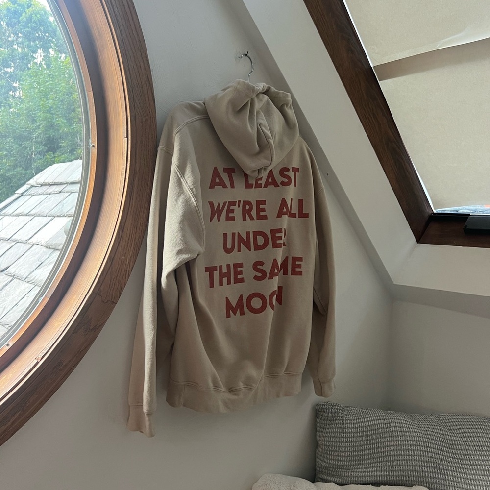 Beige Hoodie At Least We’re All Under the Same Moon, Size S